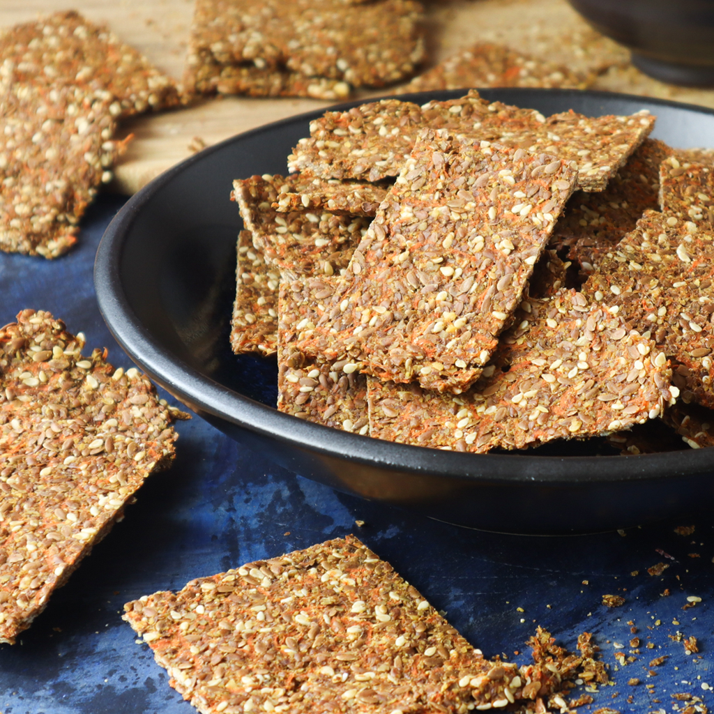 Golden flaxseed and carrot crackers
