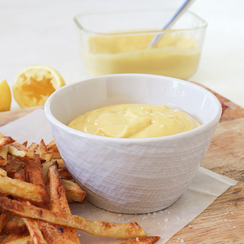 Aioli, garlic mayonnaise, made in a blender