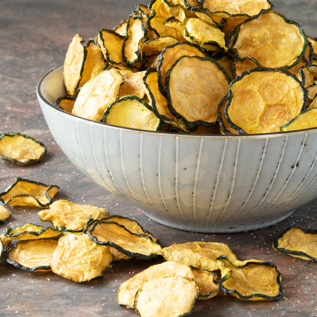 Raw dehydrated salt & vinegar zucchini chips