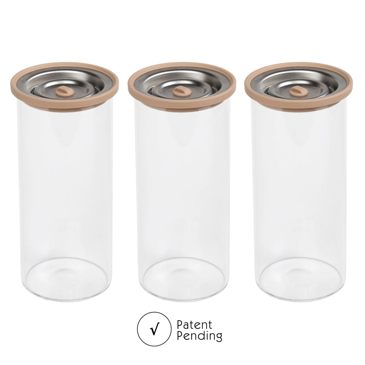 Luvele Tall Glass Vacuum Container set of Three 1200ml